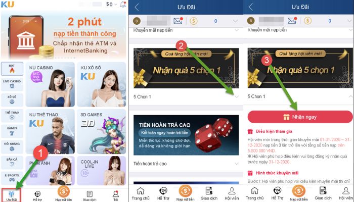 Hướng dẫn đăng ký khuyến mãi Kubet 5 chọn 1